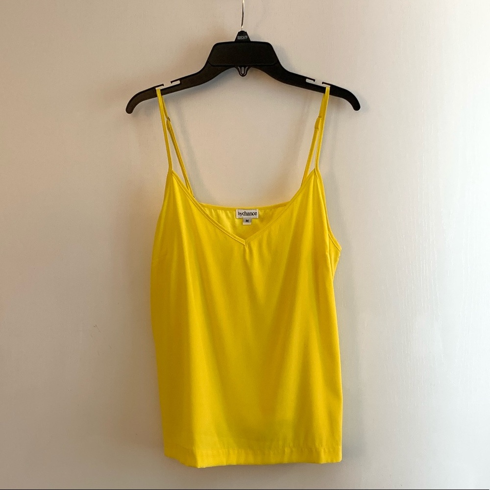 By Chance Yellow Stretch Silk Cami Tank-M